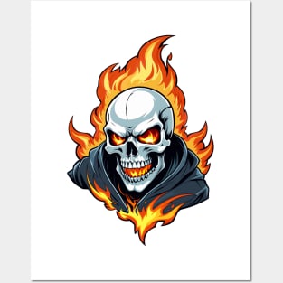 Skull on fire. Posters and Art